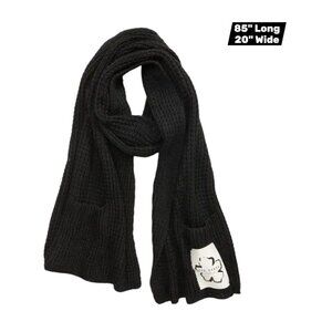 Ted Baker London Black Chunky Knit Pocket Scarf Wrap Shawl Oversized Logo